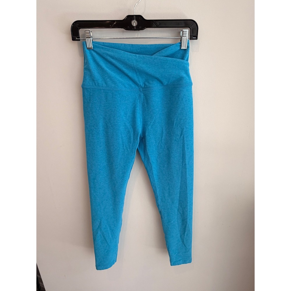 Beyond Yoga Heathered Blue Crossover Waistband Crop Leggings